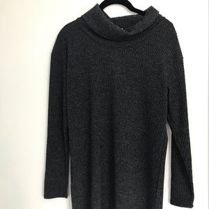 Cowl neck rib knit shift dress